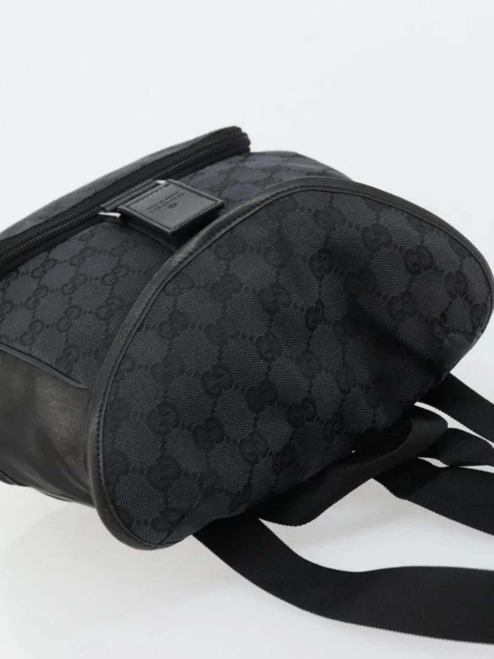 GUCCI GG Canvas Backpack Black Silver 019 0352 Auth